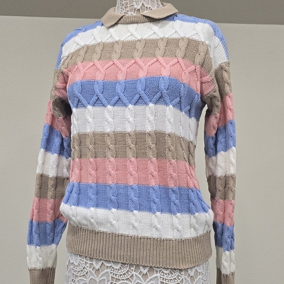 80's Cable Knit Sweater Vintage Izod Club Sz M - Picture 1 of 9
